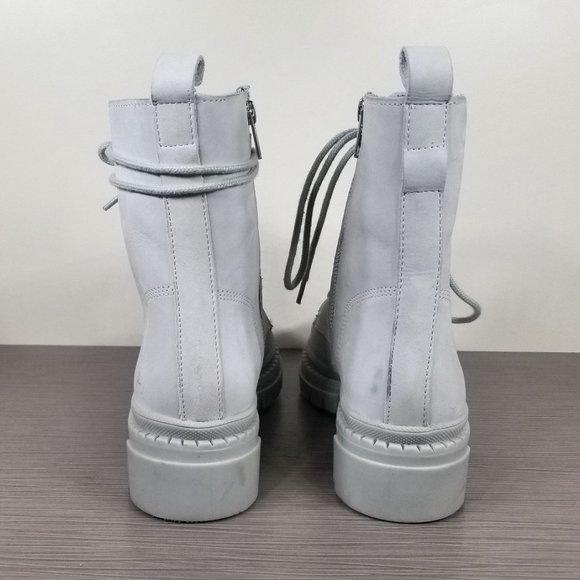 Steve Madden Jamisyn Lace-Up Leather Combat Boot, Light Gray, Womens Size 8 M - Picture 5 of 11